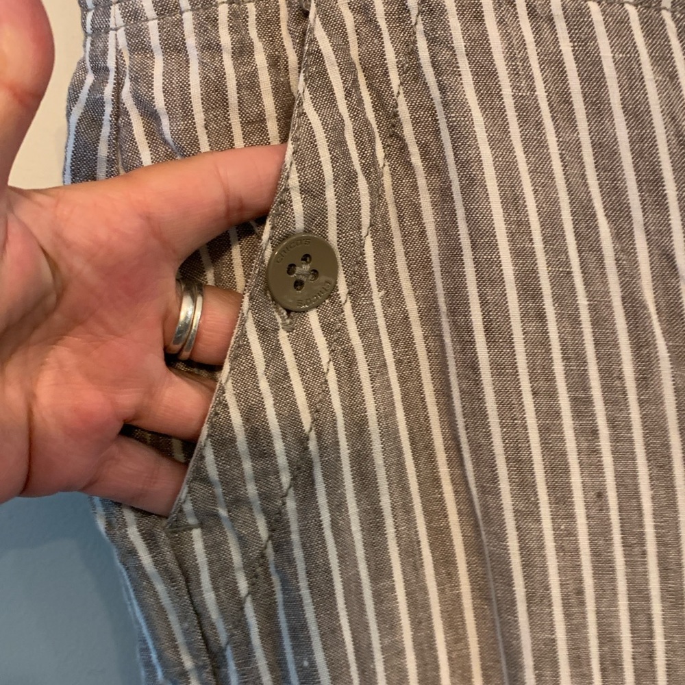 Chico's Linen Brown and White Striped Chinos - Picture 4 of 9
